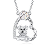 Sterling Silver Paw Print Poodle Corgi French Schnauzer Chihuahua Dachshund Golden Retriever Pug Pendant  Necklace