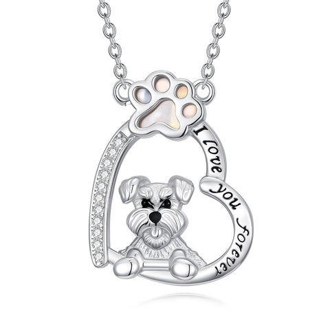 Sterling Silver Paw Print Poodle Corgi French Schnauzer Chihuahua Dachshund Golden Retriever Pug Pendant  Necklace