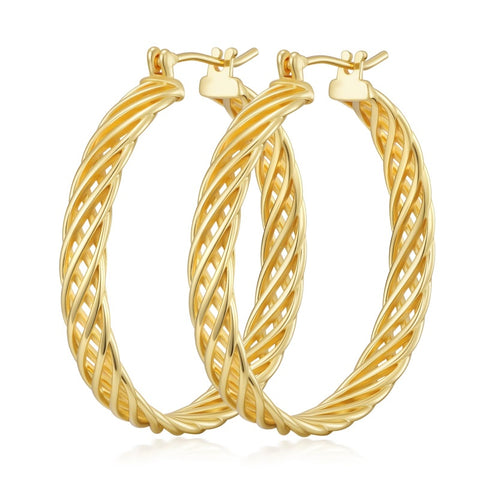 14K Gold Plated  Lightweight Hoop Earring for Women