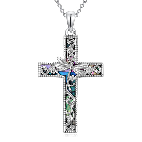 Sterling Silver Abalone Shell Dragonfly Plumeria Rose Sunflower Pendant Necklace