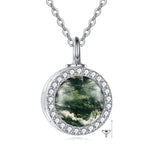 Moss Agate Urn Necklaces for Ashes Sterling SilverCremation Jewelry for Ashes Memory Jewelry for Women