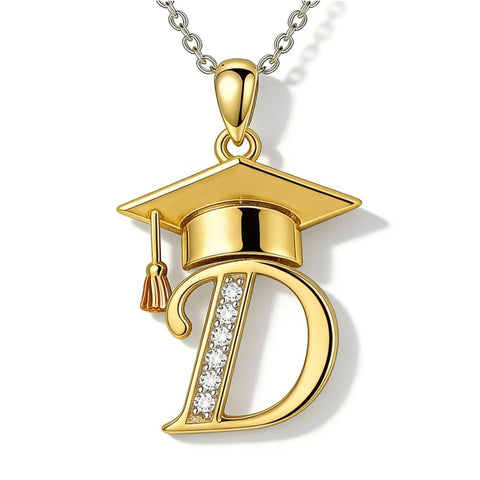 Initial  Graduation 14K Gold Plated Inspiring Grad Pendant Necklace Graduations Jewelry Gifts