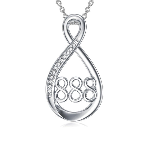 Sterling Silver 111 222 333 444 555 777 888 999 Infinity Angel Number Pendant Necklace