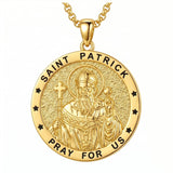 14K Gold Plated Saint Medal Christian  Pendant Necklace for Men