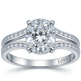Sterling Silver 10K 14K 18K Gold Personalized Engraved Moissanite Wedding Engagement Promise Band Ring
