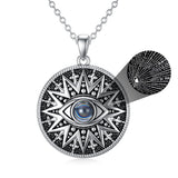 Evil Eye Necklace 925 Sterling Silver I Love You 100 Languages Necklace Evil Eye Pendant Jewelry Gifts for Women Men