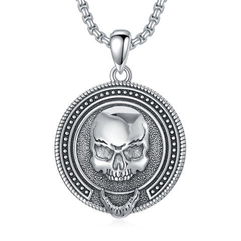 Sterling Silver Memento Mori Protection Pendant Necklace