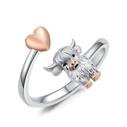 Sterling Silver Adjustable Highland Cow Ring