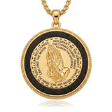14K Gold Plated Serenity Prayer Hand Necklace Catholic Religious Jewelry Gift