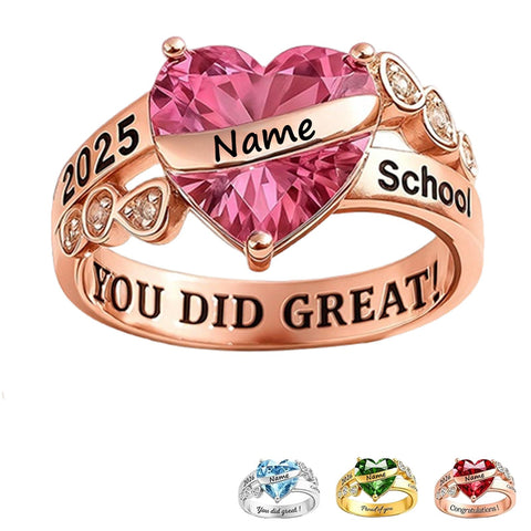 Copper Custom Birthstone  Name  Class Ring for Women