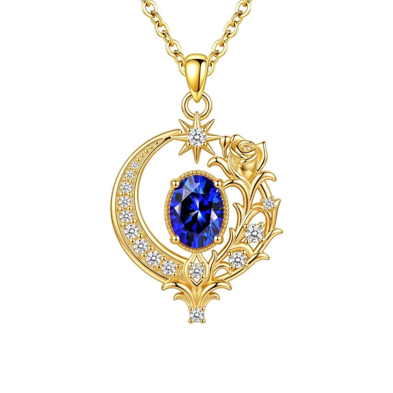 14K Gold Plated  Birthstone Rose Flower Necklace  Birthday Christmas Jewelry Gift