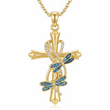 14K Gold Plated Cross Necklace for Women