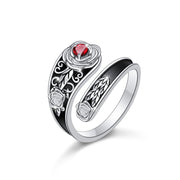 Sterling Silver Cubic Zirconia Rose Adjustable Spoon Ring