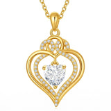 10K 14K 18K Gold Heart Rose Necklace I Love You Forever Heart Jewelry