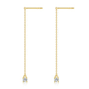 14k Gold Threader Earrings for Women Gold Dangle Pull Through Tassel Ear drop Earrings Jewelry for Teen Girls 2"
