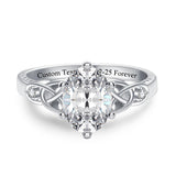 Sterling Silver 10K 14K 18K Gold  Personalized Engraved Moissanite Celtic Knot Wedding Engagement Ring