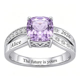Sterling Silver Star Pattern Personalized  Class Ring for Women Elegant Graduation Gift