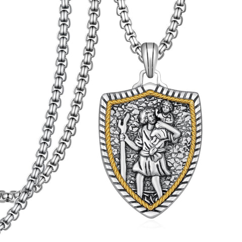 14K Gold Plated Masonic Cross Compass St Michael St Christopher Santa Muerte Star of David Pendant Necklace