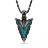 Malachite Turquoise Arrow Pendant Necklace for Men