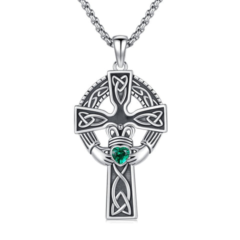 14K Gold Plated Celtic Vikin Cross Pendant Necklace Irish Jewelry Religious Protective Gift
