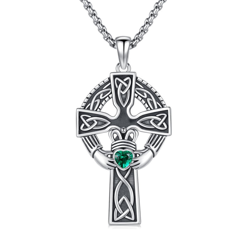 14K Gold Plated Celtic Vikin Cross Pendant Necklace Irish Jewelry Religious Protective Gift