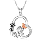 Dog Heart Necklace 925 Sterling Silver Memorial Pet Jewelry for Women Teen Girls