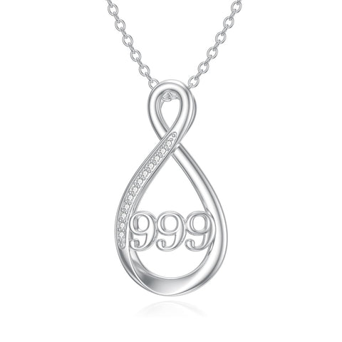 Sterling Silver 111 222 333 444 555 777 888 999 Infinity Angel Number Pendant Necklace