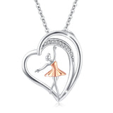 Ballet Heart Necklace S925 Sterling Silver Heart Pendant Necklaces Jewelry Gifts for Women Teen Girls Mum Girlfriends Birthday Gift