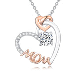 Sterling Silver Mother Daughter Pendant Necklace Engraved with Love You