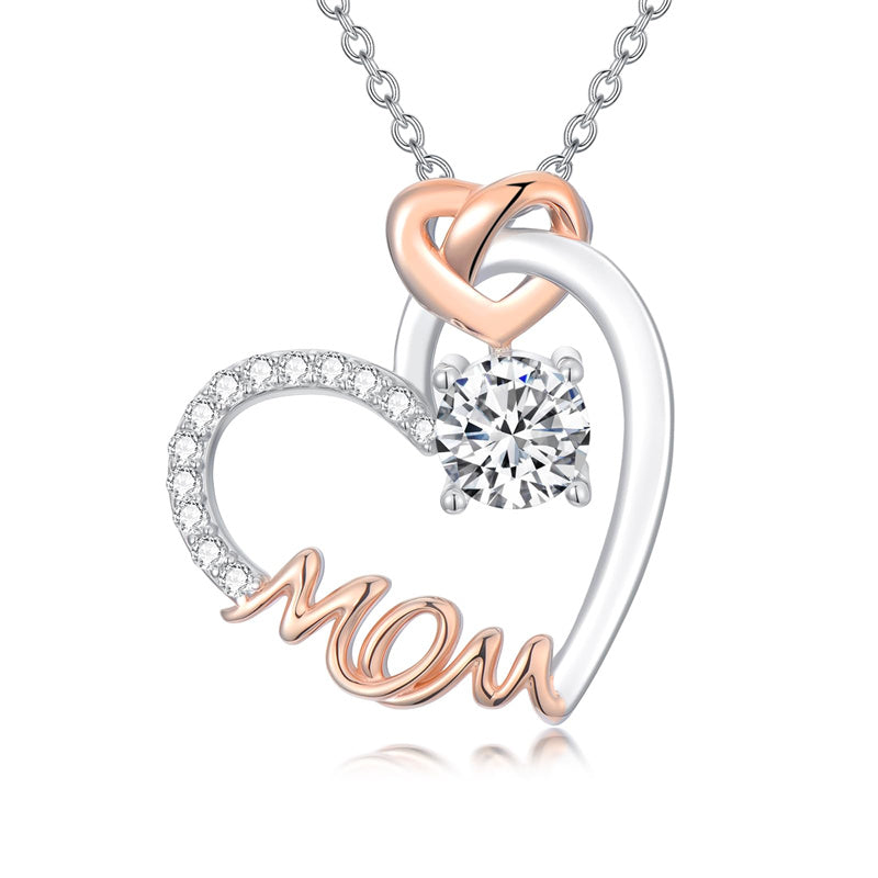 Sterling Silver Mother Daughter Pendant Necklace Engraved with Love You