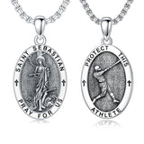 Sterling Silver Amulet Medal  St Sebastian Saint Christopher Viking Deer Pendant Necklace