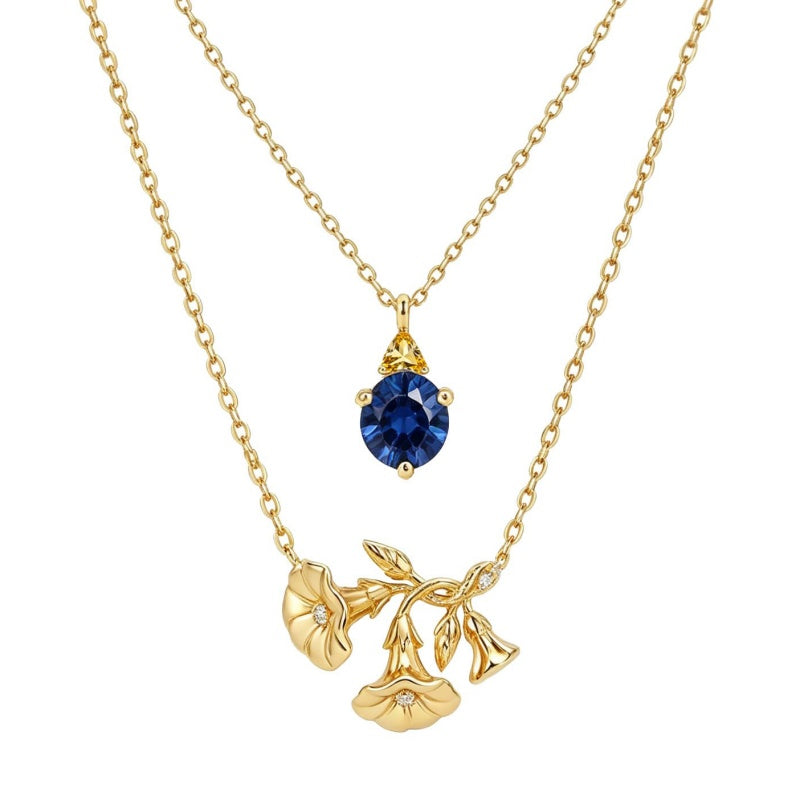 14K Gold Birthstone Birth Flower  Pendant Necklace Birthday Jewelry Gifts for Women