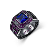 Sterling Silver Personalized Colorful Class High School  Graduation University College Ring for Men