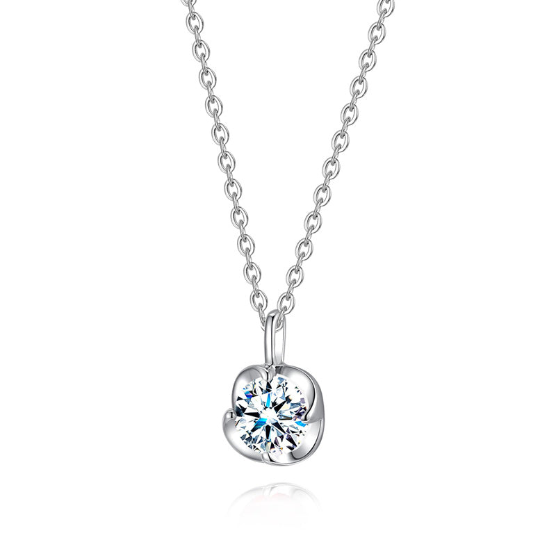 10K 14K 18K White Gold Birthstone  Flower Pendant Necklace Mothers Day Gift