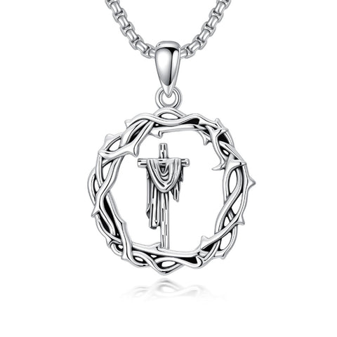 Sterling Silver Cross Pendant Necklace Christian Religious Jewelry Gifts for Anniversary
