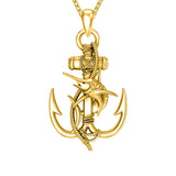 Sterling Silver Earth Swordfish Trident Compass Anchor Pendant Necklace