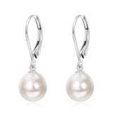 14k Solid Gold Freshwater Pearl Drop Leverback Earrings for women