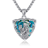 925 Sterling Silver Santa Muerte/Saint Michael/Raphael Necklace Warrior Protect Us Amulet Jewelry Gift for Men Father