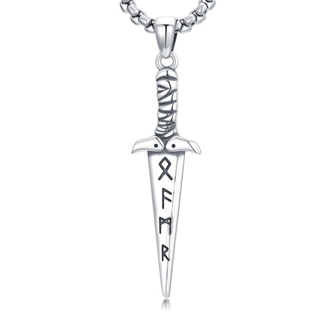 Sterling Silver Viking Dagger Pendant Necklace