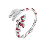Sterling Silver Adjustable Rings Trendy  Fish Rings for Women and Girls