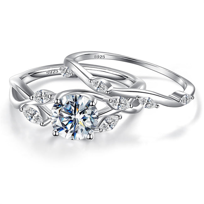 Moissanite Wedding Ring S925 Sterling Silver Women Eternity Engagement Anniversary Twisted Willow Band Moissanite D Color VVSI Clarity Diamond Rings