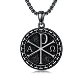 Sterling Silver Chi Rho Alpha Omega PX XP Symbol Pendant Religious  Necklace
