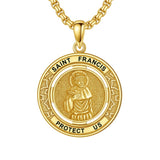 14K Gold Plated Patron Saint Necklace Saint Medal Catholic Amulet Jewelry