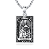 Sterling Silver Tarot Card Pendant  Necklace for Men Gothic Amulet Jewelry