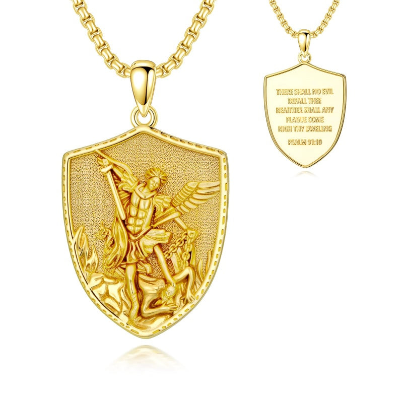 Patron Saint Medal Gold Plated Catholic Pendant Christian Religious Necklace Amulet Jewelry