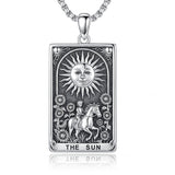 Sterling Silver Tarot Card Pendant  Necklace for Men Gothic Amulet Jewelry