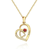 10K 14K 18K Gold Birthstone Stethoscope Pendant Necklace