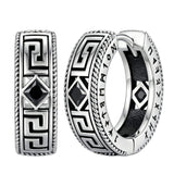 14K Gold Plated  Cubic Zircon Norse Viking Runes Hoop Earrings Viking Jewelry Gift for Men