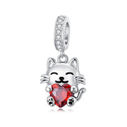 Sterling SilverCubic Zirconia Cat Charm Beads