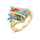 Sterling Silver Turquoise Malachite Engagement Ring for Women Western Jewelry